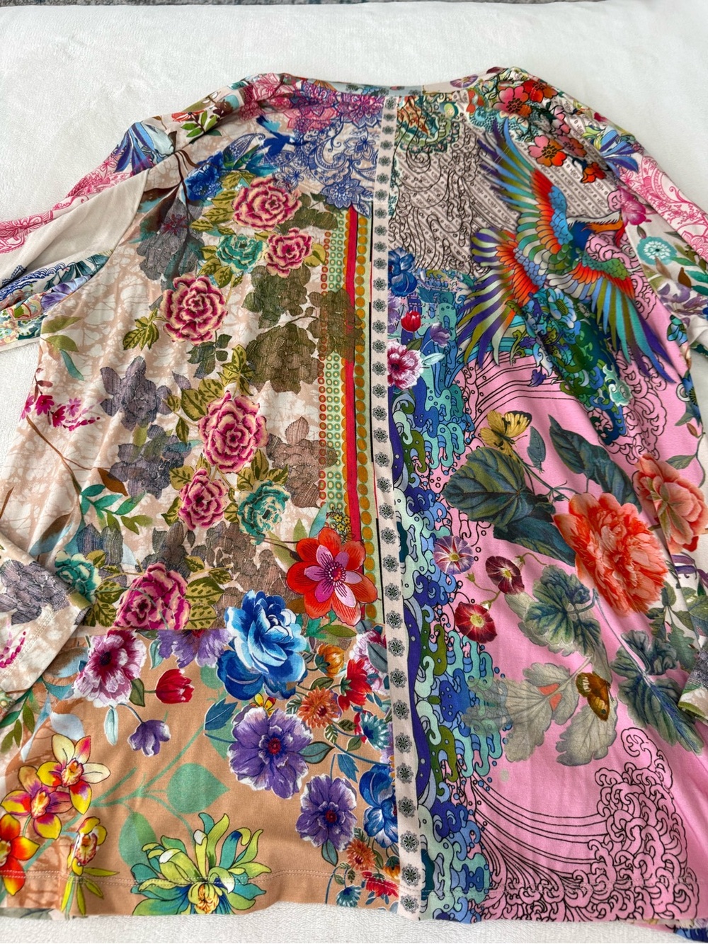 Johnny Was Bamboo Floral Colorful Long Sleeve Blouse Size Large E06 - Picture 6 of 6